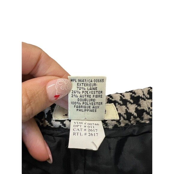Eddie Bauer Wool Blend Slit Pleats Black & White Houndstooth Skirt Lined Size 6 - Picture 11 of 12